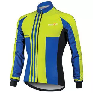 Vezuvio Mens Cycling Long Sleeve Jersey Blue Yellow Sportpursuit