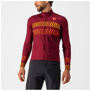 Castelli Mens Unlimited Long Sleeve Cycling Jersey (Bordeaux/Goldenrod