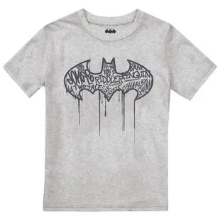 DC Comics Boys Graffiti Logo (Heather T-Shirt Grey)