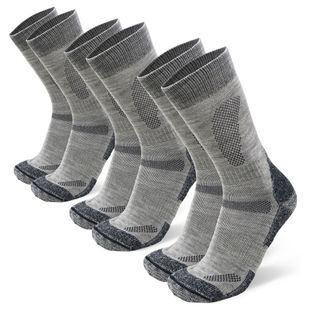 DANISH ENDURANCE Chaussettes de Randonnée en Laine Mérinos Légères, Lot de 3, Multicolore (1x Vert, 1x Gris, 1x Jaune), 39-42