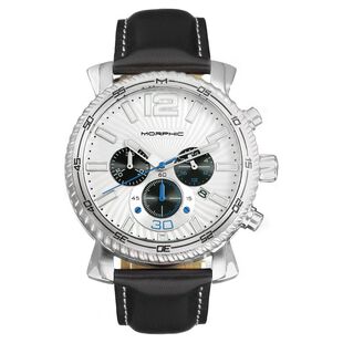 Morphic Mens M89 Series Chronograph Leather Band Watch Black White