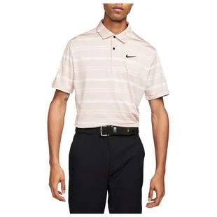 Nike Mens Dri FIT Tour Polo Pink Oxford Barely Rose Black Sportpur