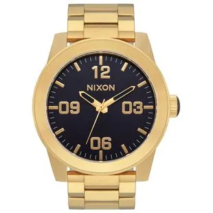 Nixon Mens Corporal Stainless Steel Watch Gold Indigo Sportpursuit