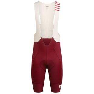Rapha Mens Pro Team II Long Bib Shorts (Burgundy/Off-White