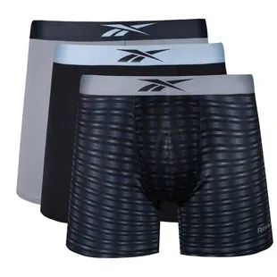 Reebok Mens Med Sports Underwear (Black/Black Print/Pure Grey)