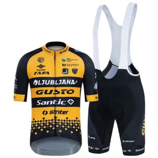 Santic Mens 2024 LGS Pro Cycling Team Clothing Set (Black/Orange) | Sp