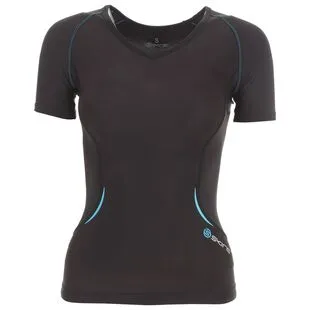 Skins Womens A400 Compression Short Sleeve Top Black Silver Sportp