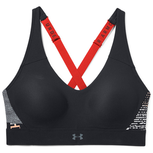 Under Armour Womens Vanish Panel Print Sports Bra Black Radio