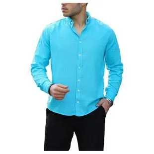 Short Sleeve Flower Bud Print Poplin Shirt - Sky Blue – Raging Bull Clothing