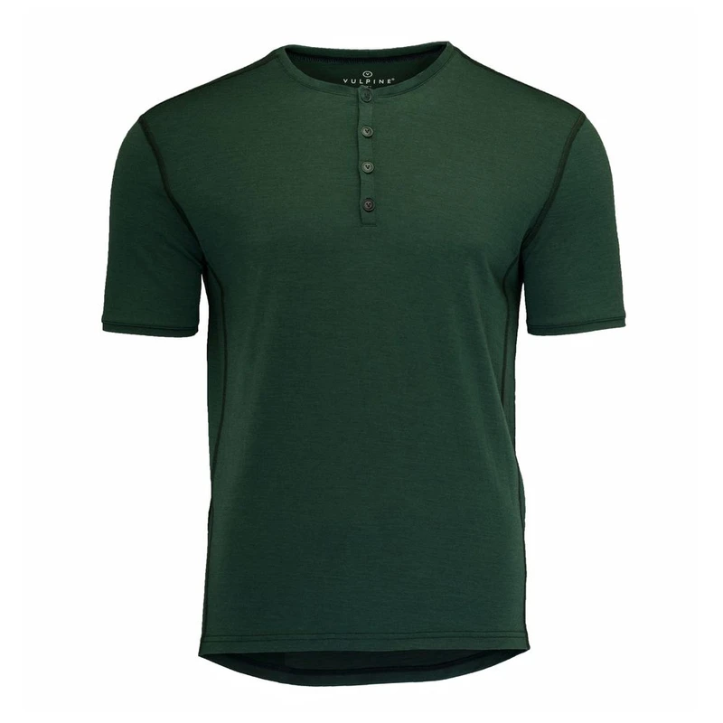 Vulpine Mens Merino Henley (Forest Green)