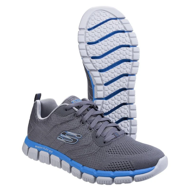 Skechers Mens Skech Flex 2.0 Milwee Trainers Charcoal Blue Sportpu
