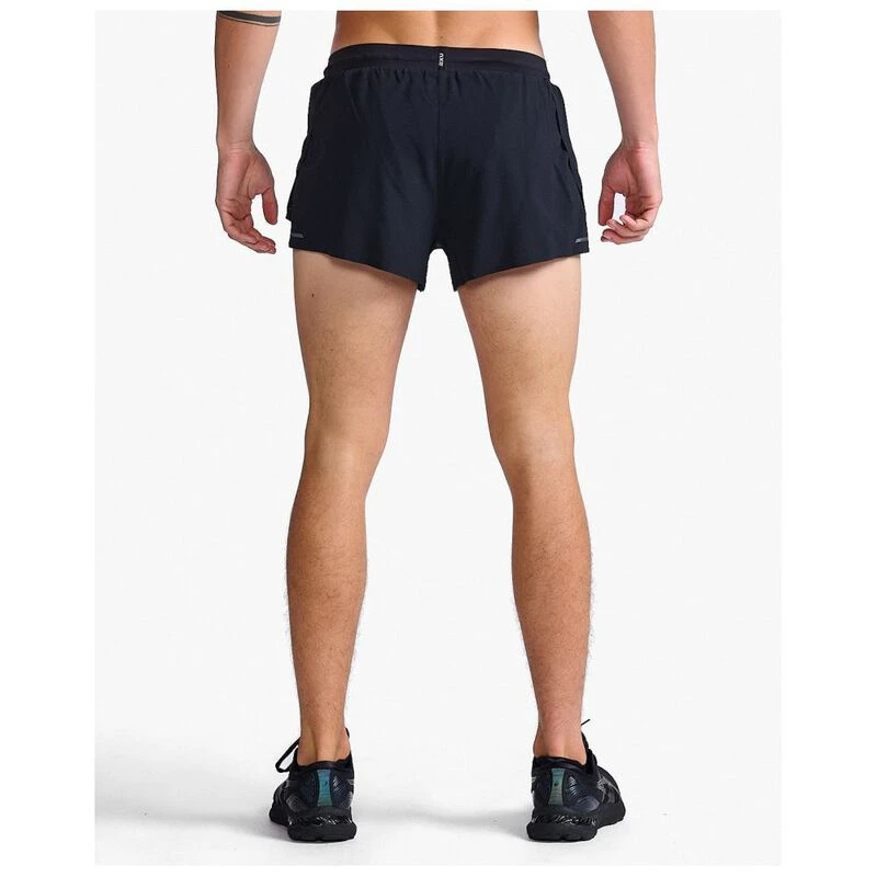 2XU Mens Light Speed 3 Inch Shorts Black Black Reflective Sportpur