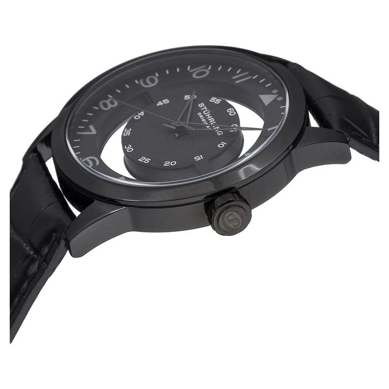 Stuhrling original black alligator leather watch best sale