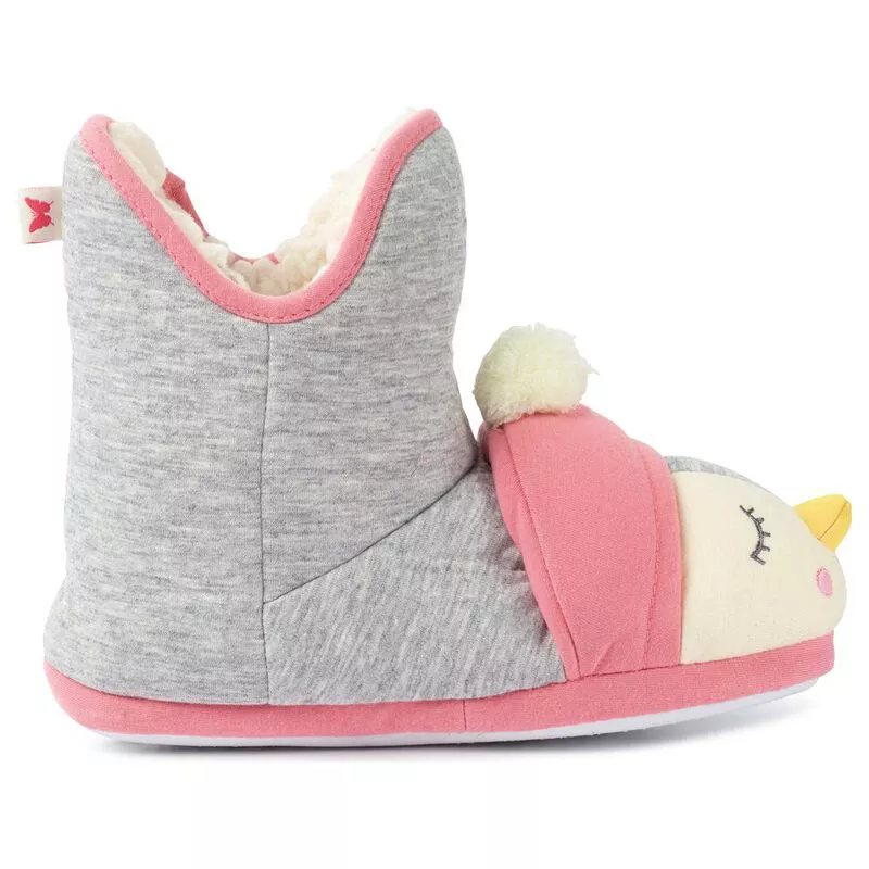 Fat Face Kids Penguin Slipper Boots Pink Sportpursuit