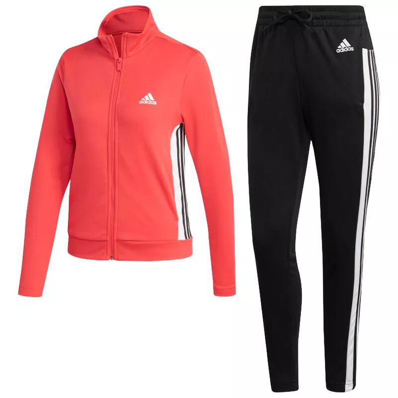 Adidas Womens Team Sports Jacket and Trousers Set Pink Black Sport