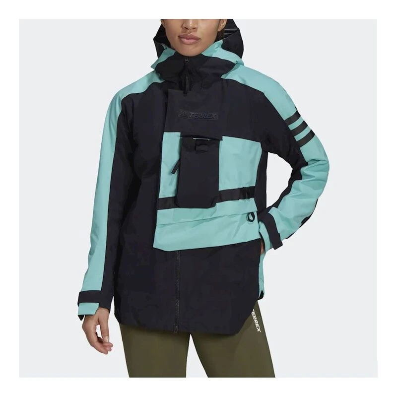 Adidas Womens Terrex Xploric Rain Jacket Black Acid Mint Sportpurs