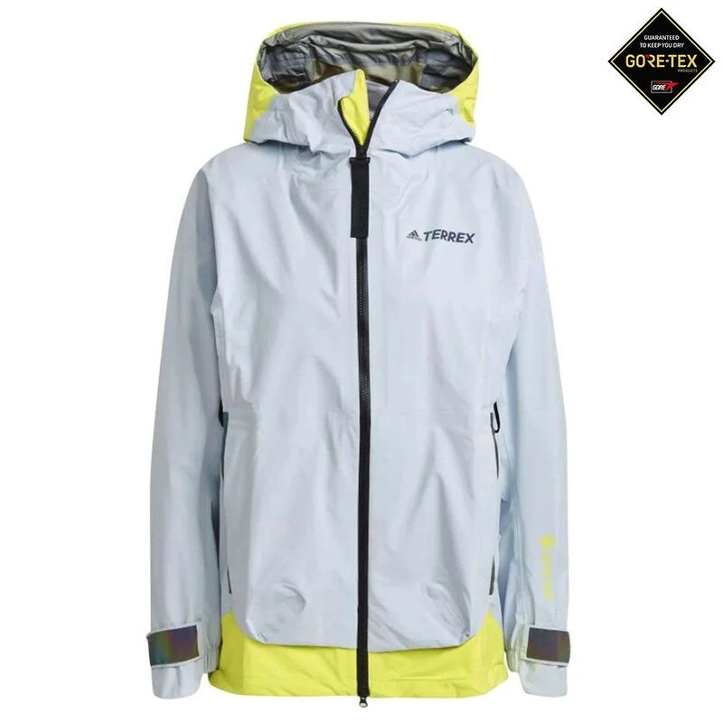 Adidas Womens Terrex Myshelter Act GTX Jacket Halo Blue Acid Yellow