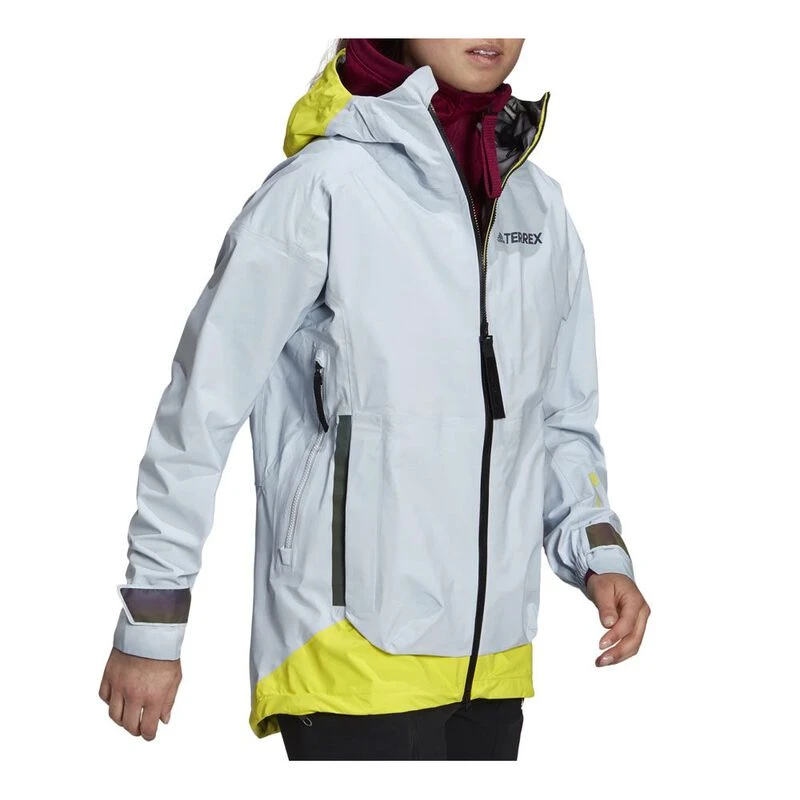 Adidas Womens Terrex Myshelter Act GTX Jacket Halo Blue Acid Yellow