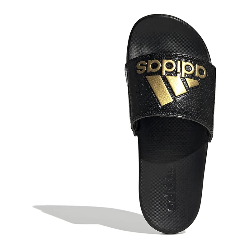 Adidas black and gold slides hot sale