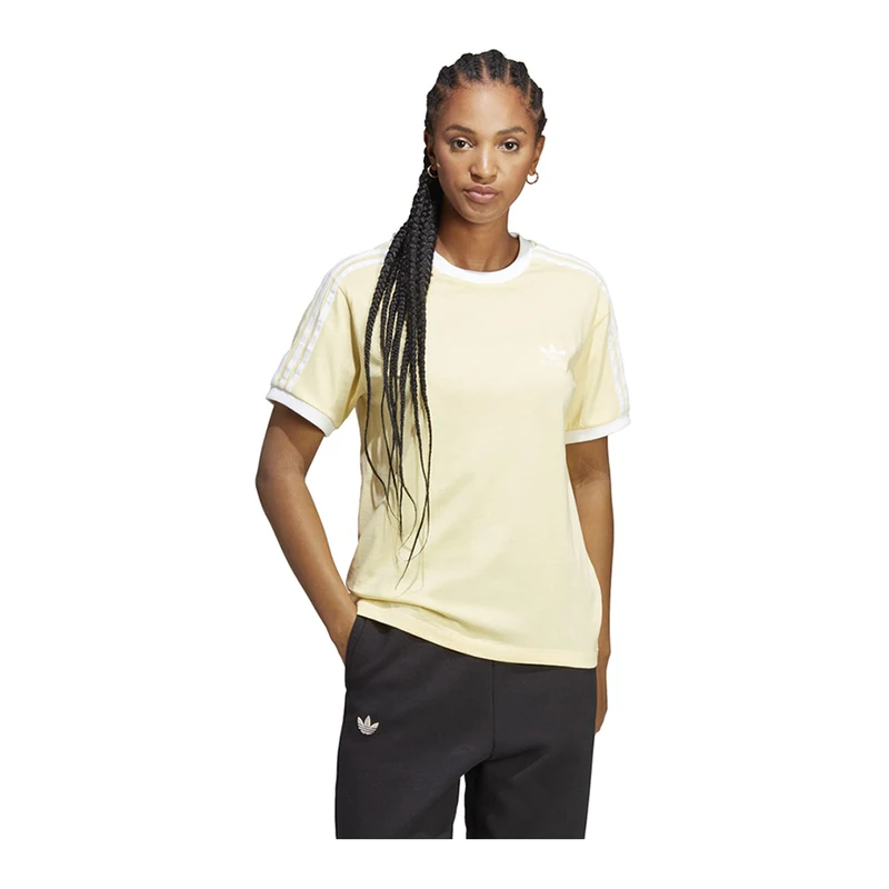 Adidas T Shirt 3 Stripes Femme Jaune privatesportshop