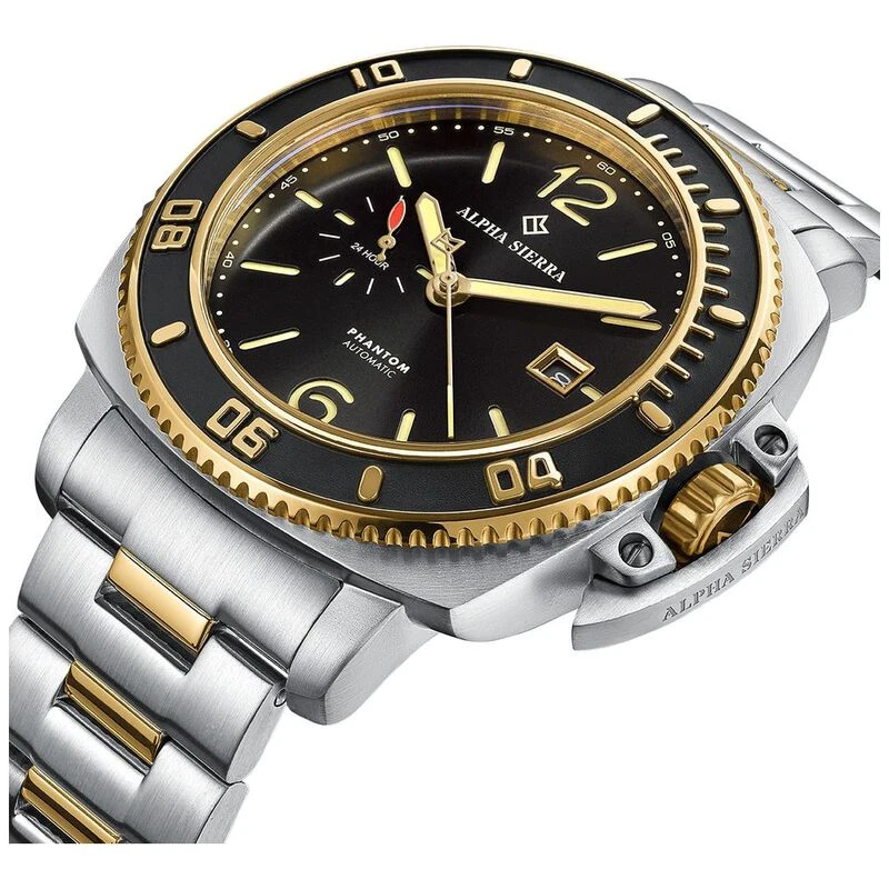 Alpha Sierra Phantom Automatic Watch Silver Black Steel Sportpursu