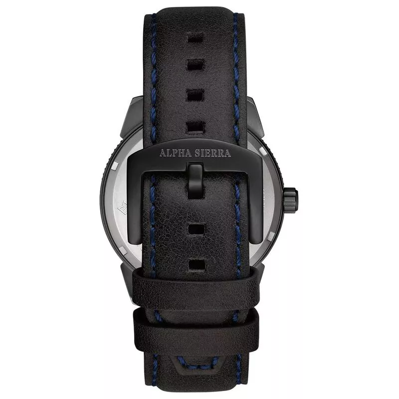 Alpha Sierra Heartbeat Automatic Watch Black Blue Leather Sportpur