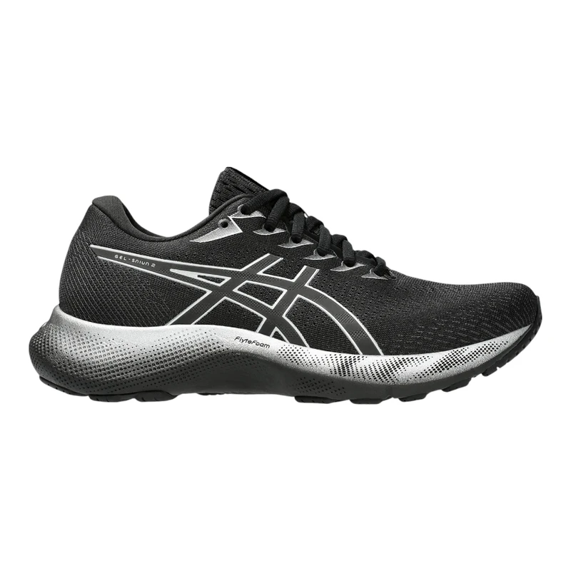 イガン ブラック2　サン Asics Womens Gel-Saiun 2 Running Shoes (Black/Pure Silver