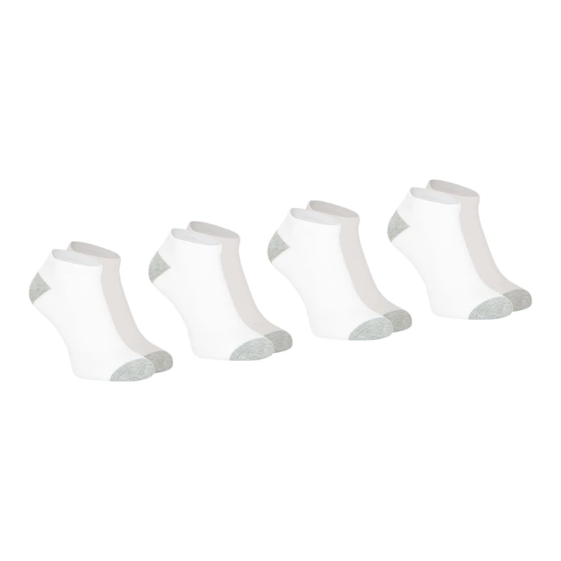 Chaussettes mi-haute liseré blanc logo imprimé lot x4 rose/gris Femme