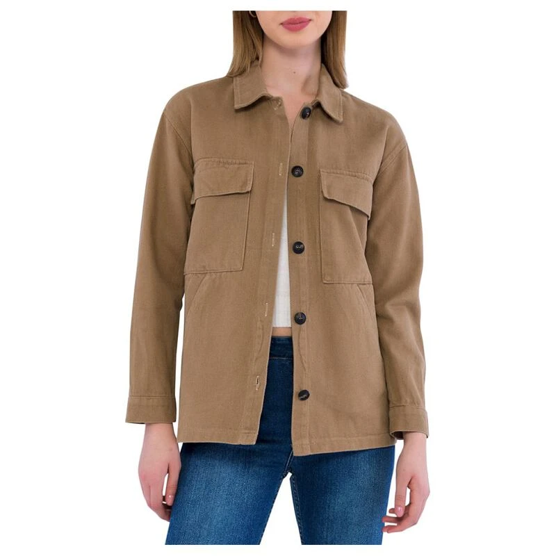 Basics More Womens Canvas Shirt Jacket Camel Sportpursuit