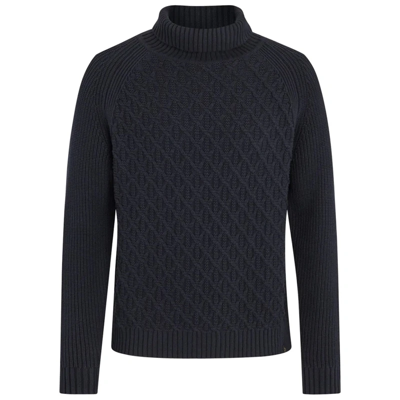 Belstaff Mens Lookout Rollneck Cable Stitch Pullover Dark Ink Spor