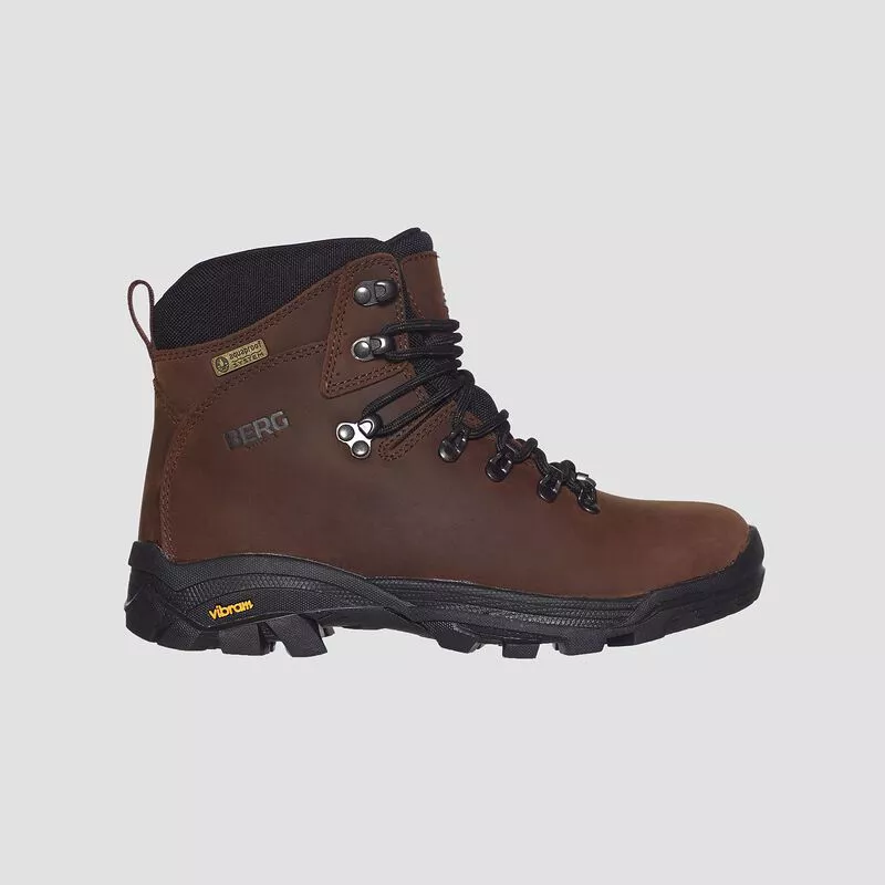 Berg outdoor boots in dark earth color showing rugged construction suitable for all seasons