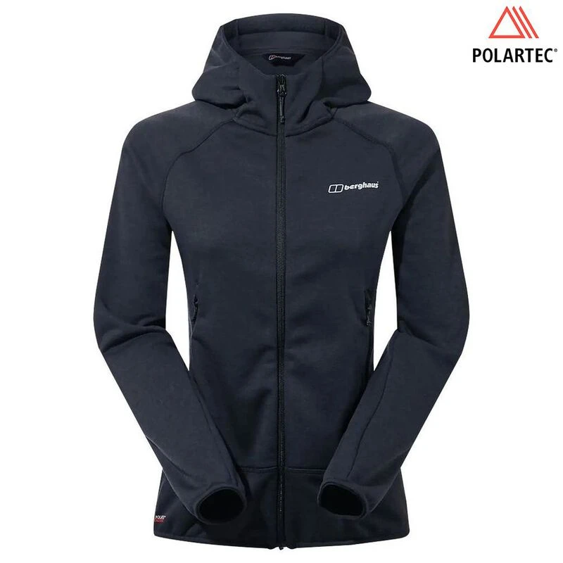 Berghaus Womens Heuberg Polartec Hooded Fleece Jacket Jet Black Grey
