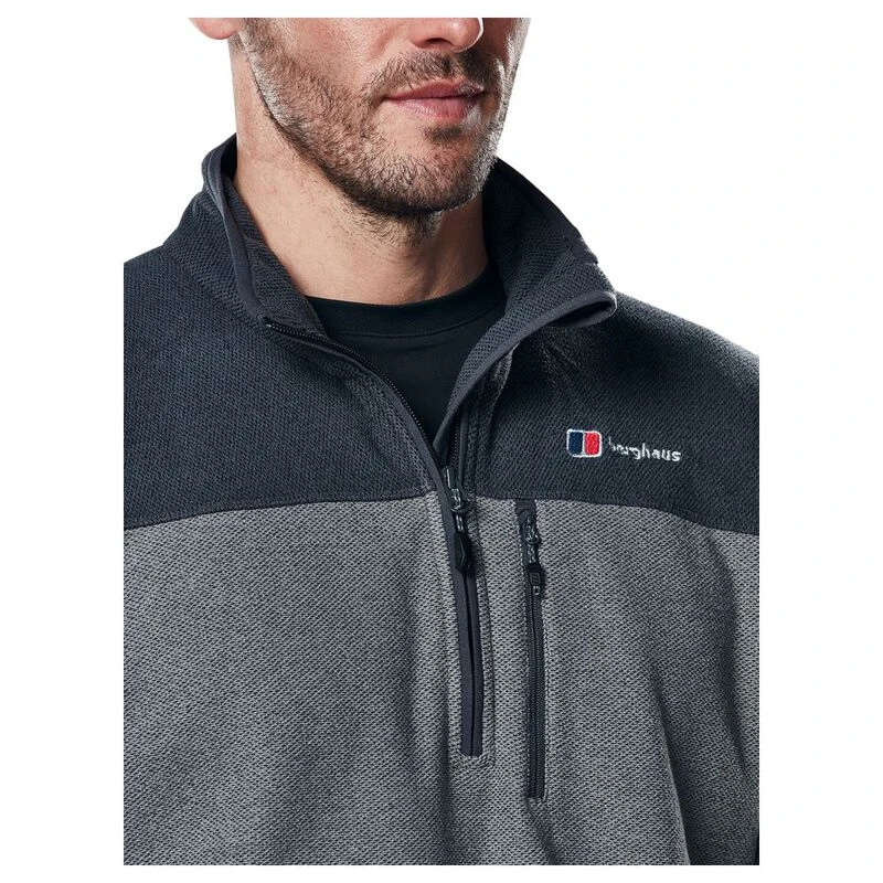 Berghaus Mens Stainton Half Zip Fleece Grey Marl Light Jet Black S