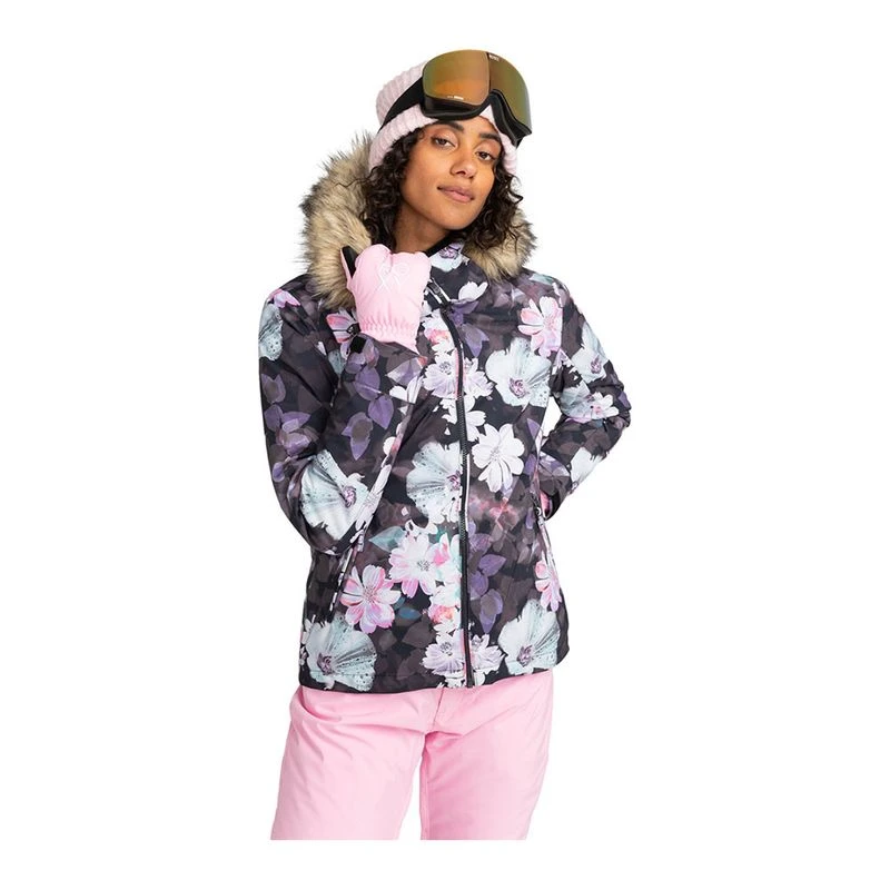 Roxy Jet Ski Jacket Black True Black Blurry Flower Sportpursuit
