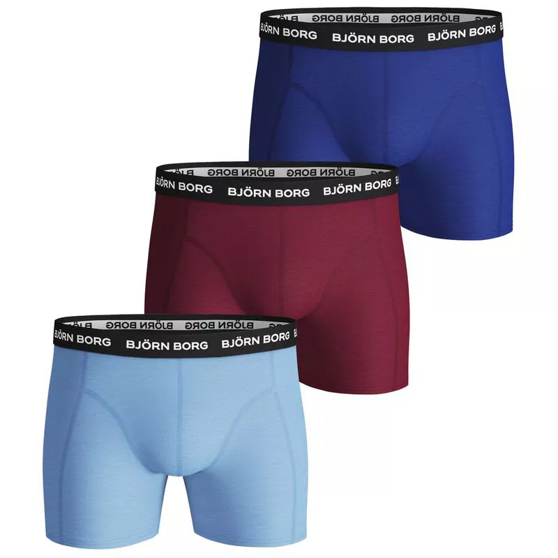 stoel leven Opera Björn Borg Mens Solid Boxers (3 Pack - Placid Blue/Red/Blue) | Sportpu
