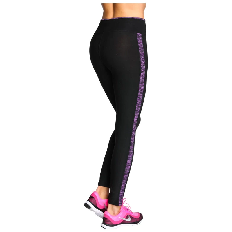 Bodyskult Womens Stripe Tights Black Purple Sportpursuit