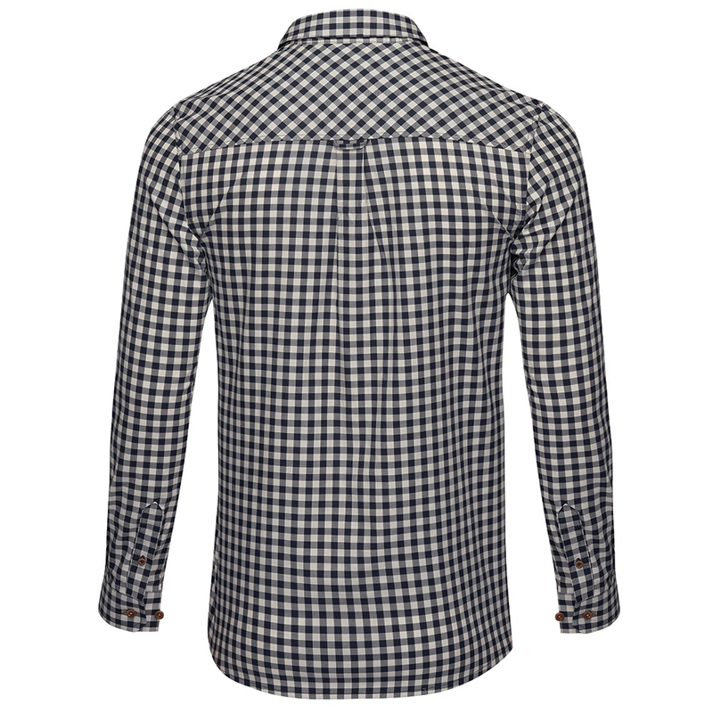 Bolger Mens Hamar Wool/Cotton Shirt (Navy Check) | Sportpursuit.com