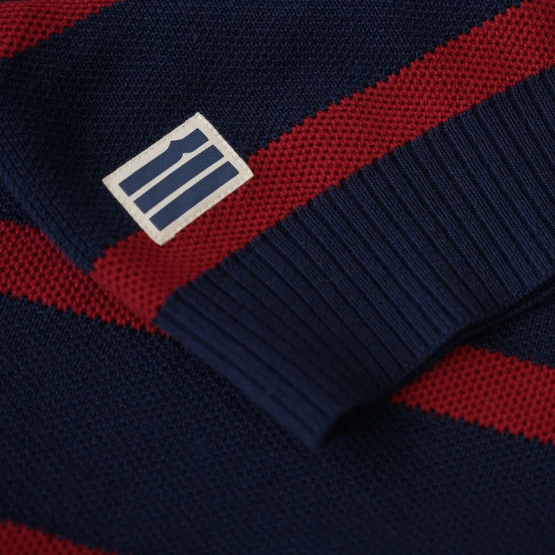 Bolger Mens Arnavik Merino Blend Stripe Sweater (Navy/Red) | Sportpurs