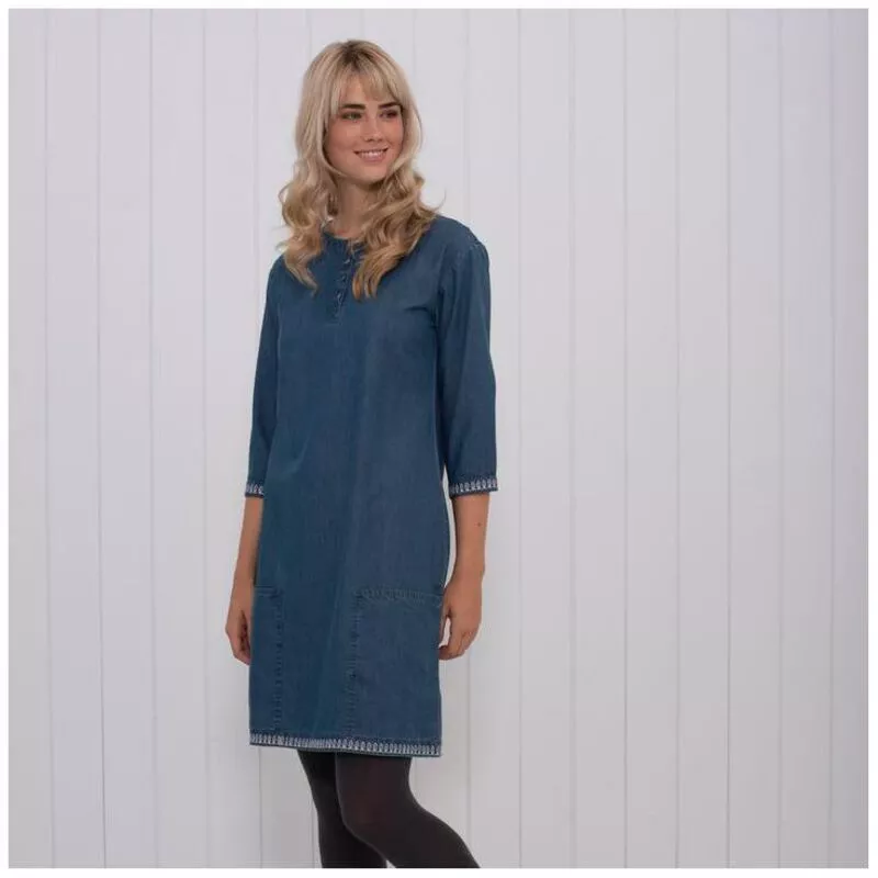 Brakeburn Womens Denim Shift Dress Blue Sportpursuit