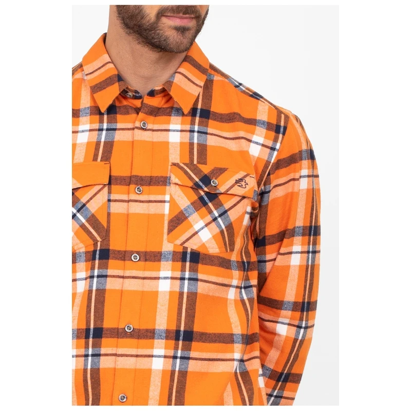 Men's Brushed Flannel Shirt in Burnt Henna Orange