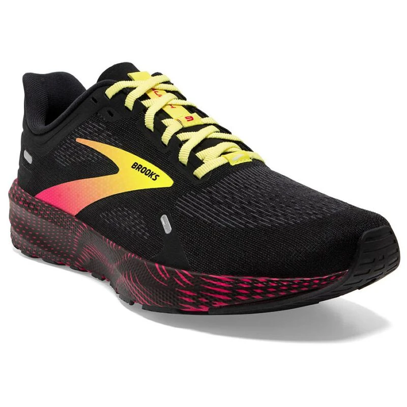 Brooks Mens Launch 9 Running Shoes Black Pink Yellow Sportpursuit