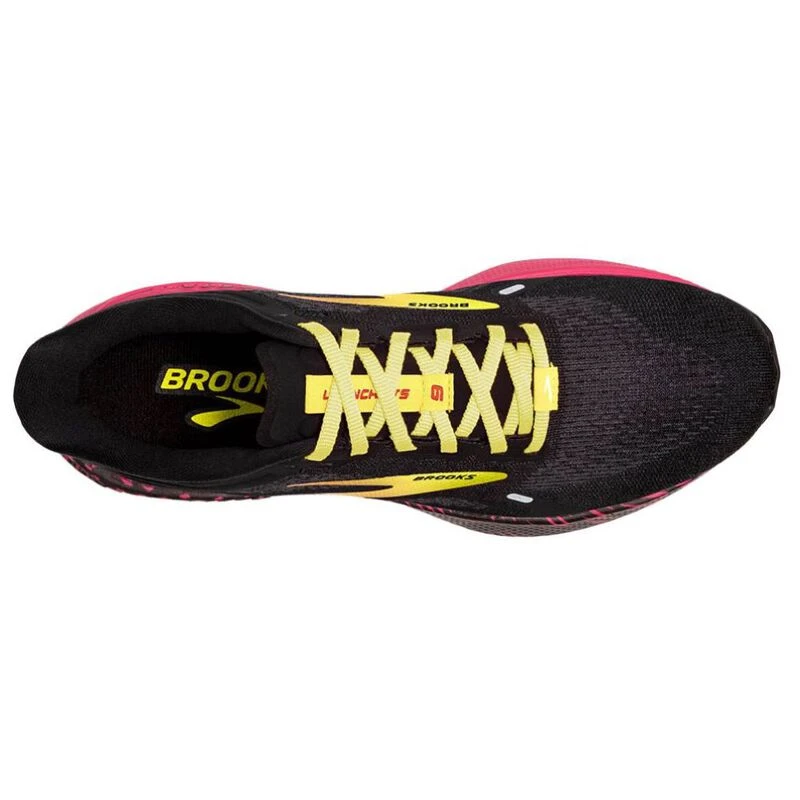 Brooks Mens Launch GTS 9 Running Shoes (Black/Pink/Yellow) | Sportpurs