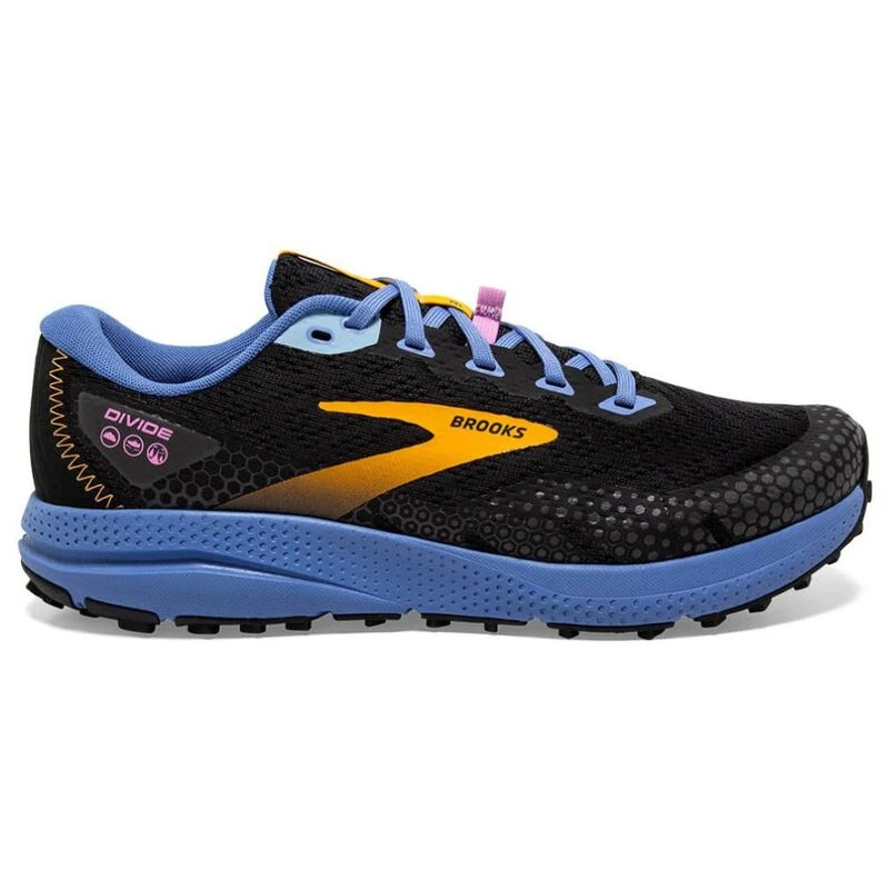 Brooks Womens Divide 3 Running Shoes Black Blue Yellow Sportpursui