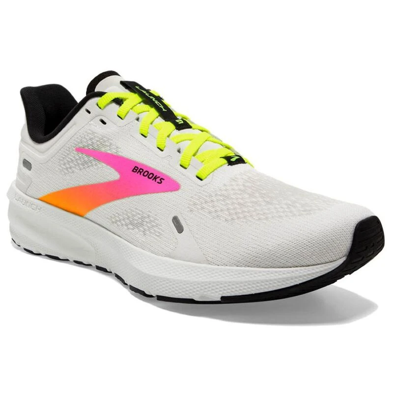Brooks Womens Launch 9 Running Shoes (White/Pink/Nightlife) | Sportpur