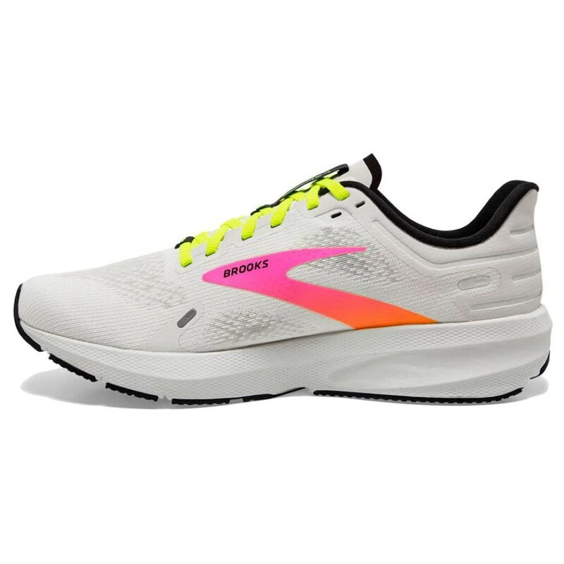 Brooks Womens Launch 9 Running Shoes (White/Pink/Nightlife) | Sportpur