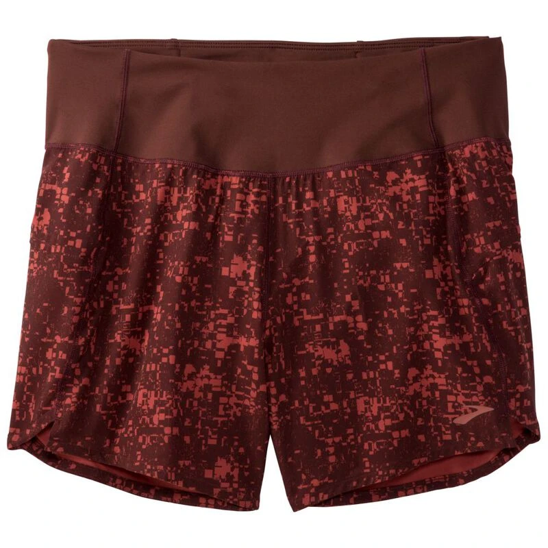 Brooks Womens Chaser 5 Shorts Run Raisin Glitch Print Sportpursui