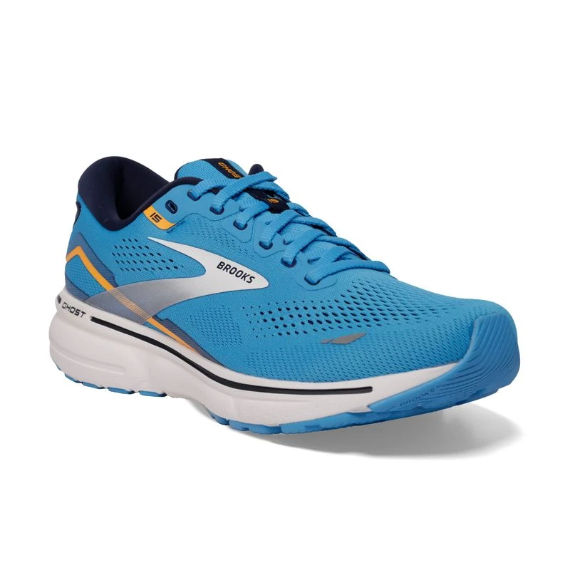 Brooks Mens Ghost 15 Running Shoes Blue Peacoat Orange Sportpursui