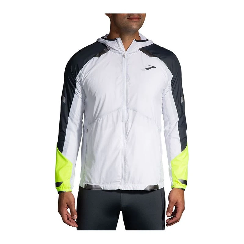 Brooks Mens Run Visible Convertible Jacket White Asphalt Nightlife
