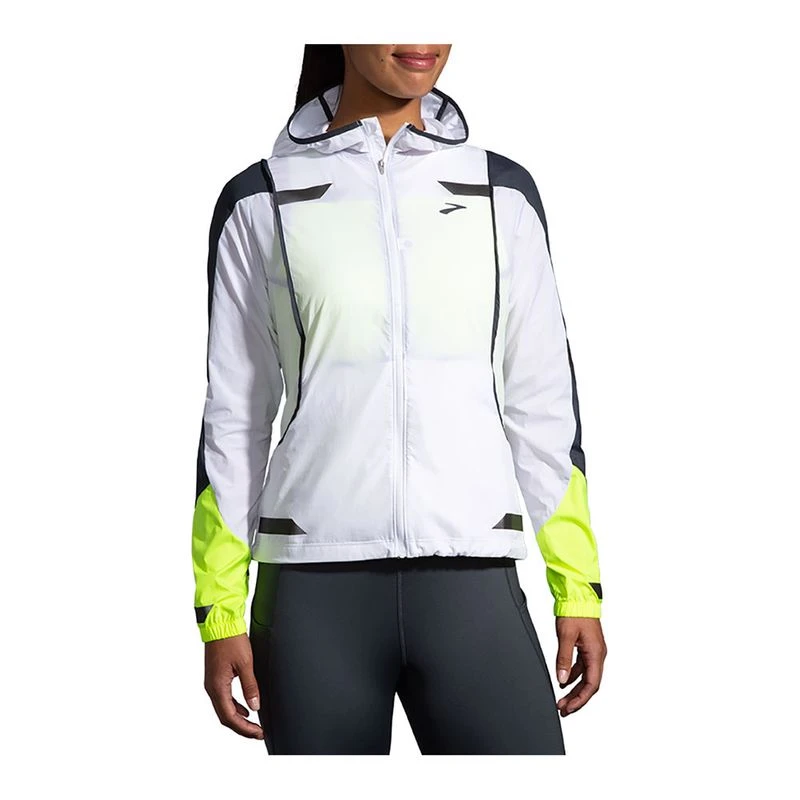 Brooks Womens Run Visible Convertible Jacket White Asphalt Nightlife