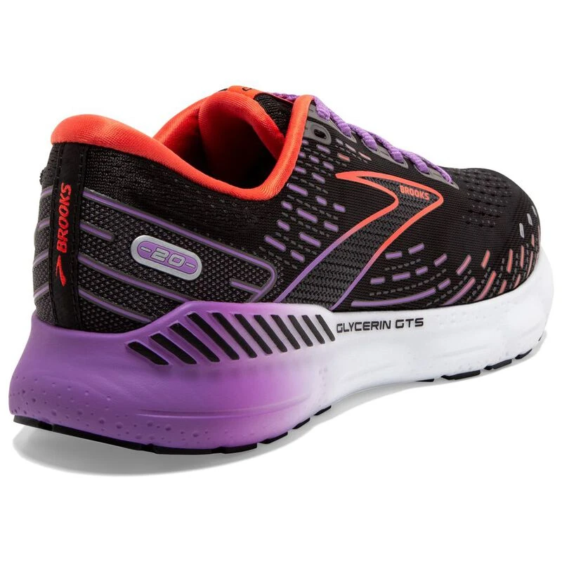 Brooks Womens Glycerin GTS 20 Running Shoes Black Bellflower Fiesta
